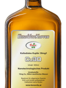 Kolloidales Kupfer 30 ppm in dunkelbrauner Glasflasche – Nahrungsergänzung zur Unterstützung von Immunsystem, Haut und Energie